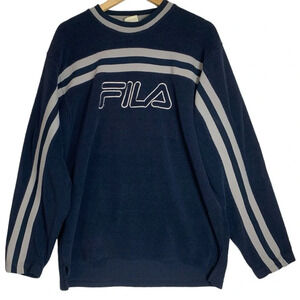 VTG Y2K FILA Pullover Crewneck Sweater Adult Size Large?  Polyester *Flawed